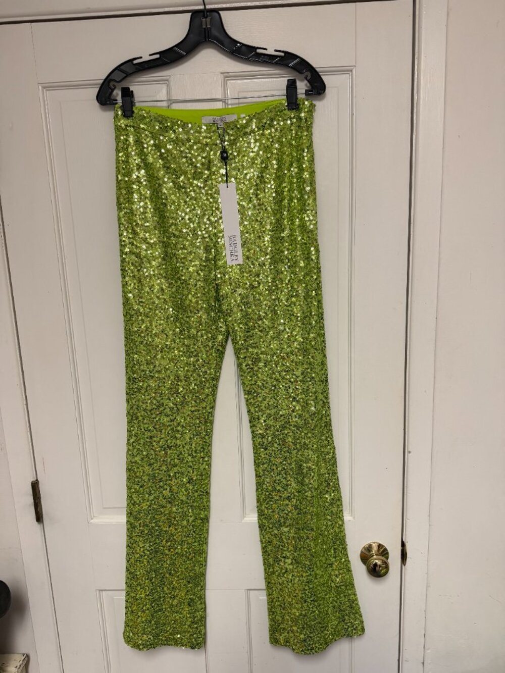 NEW with Tags $900 Badgley Mischka Lime Green all Sequin Jacket and Pants sz 8 - Picture 2 of 8